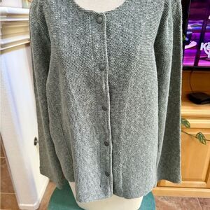 NIC+ZOE Gray Button Cardigan XXL – Cotton Blend Knit NWT